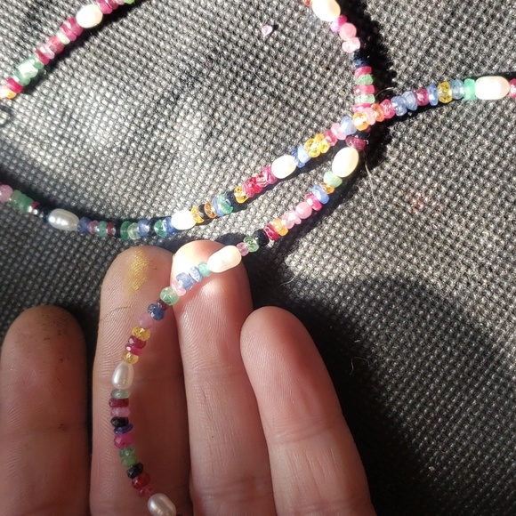 Natural sapphire and cultured freshwater pearls 925 - Picture 4 of 6